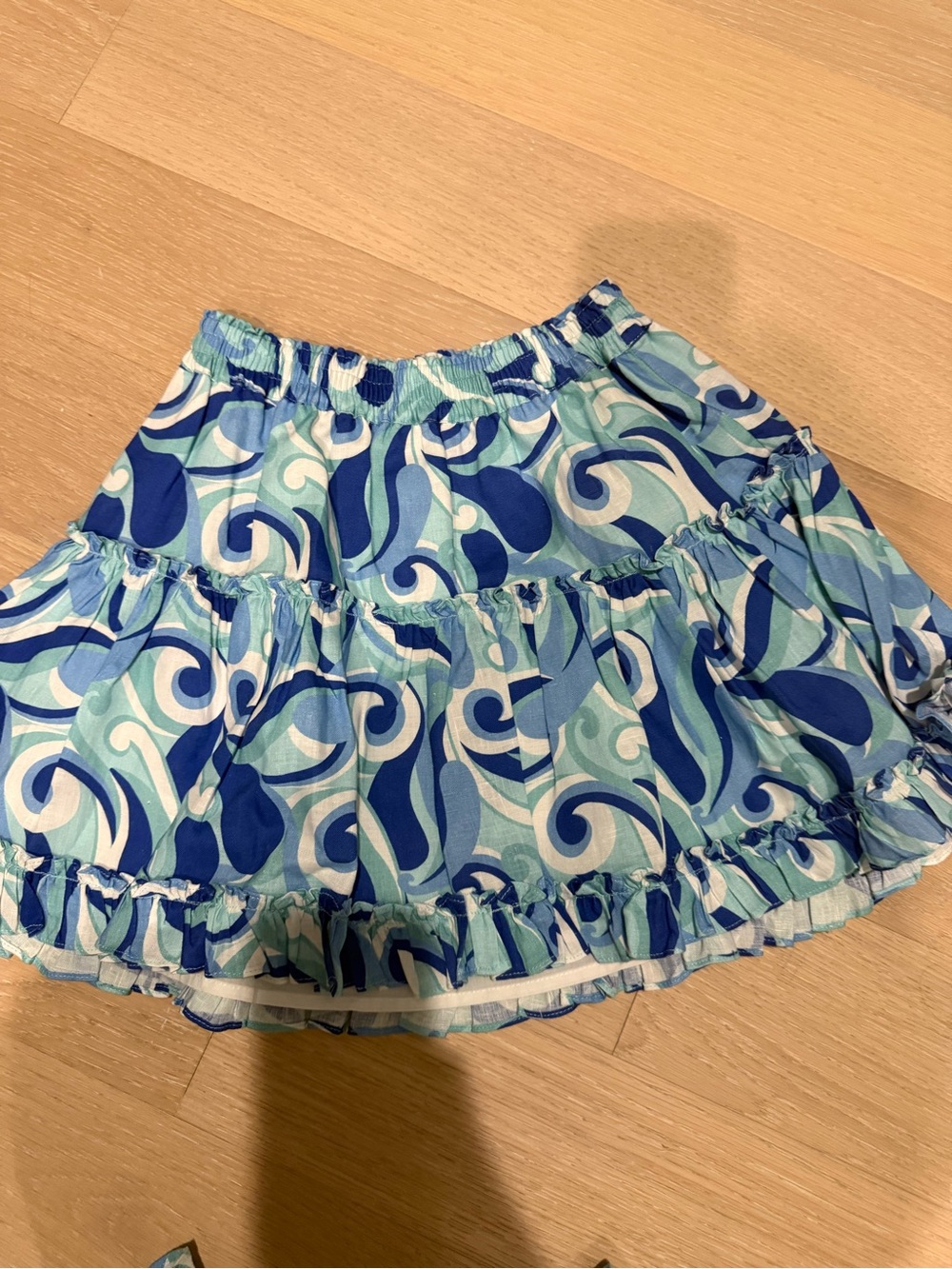 Hill House Blue & Aqua Swirl Tiered Mini Skirt